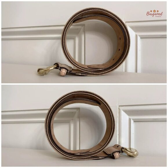 Authentic Gucci Pink Monogram Canvas Calfskin Gold Horsebit Buckle Belt 95/38 main image 9